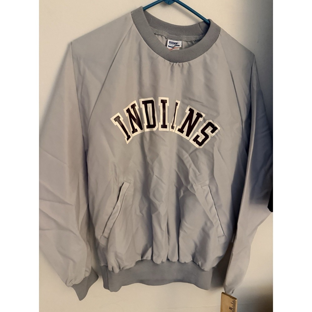 Vintage BIKE Pullover Jacket Gray Windbreaker Made in USA 90's Indians Medium